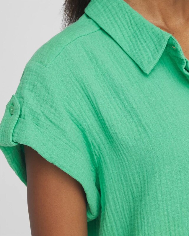 Gauze Roll Tab Sleeve Dress - image 4